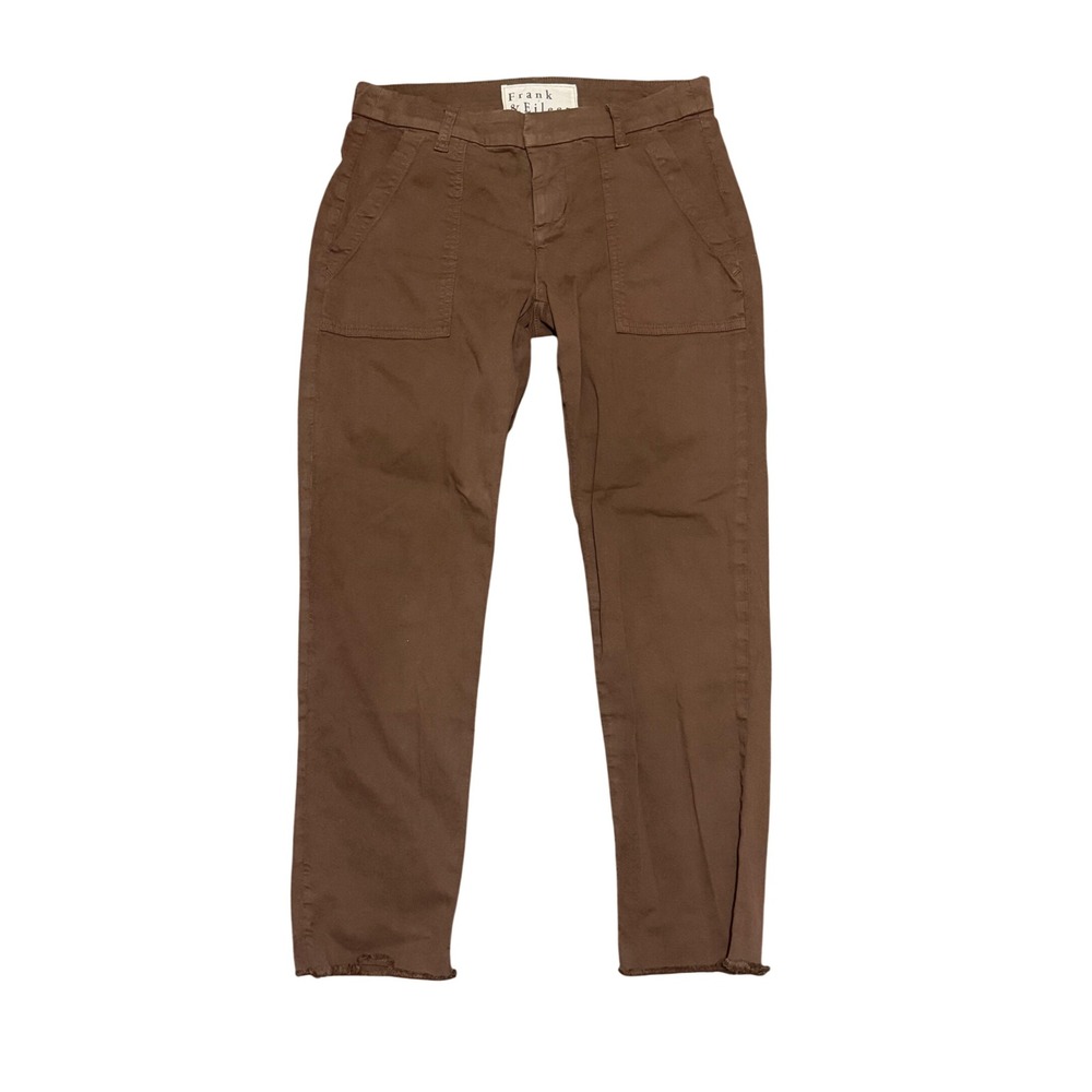Frank & Eileen Blackrock Brown Utility Pants Raw Hem Size 2 Made in USA